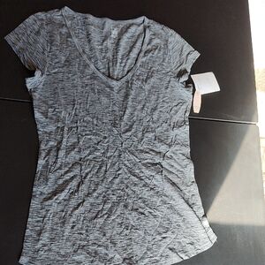 Gray V-Neck Women's Top